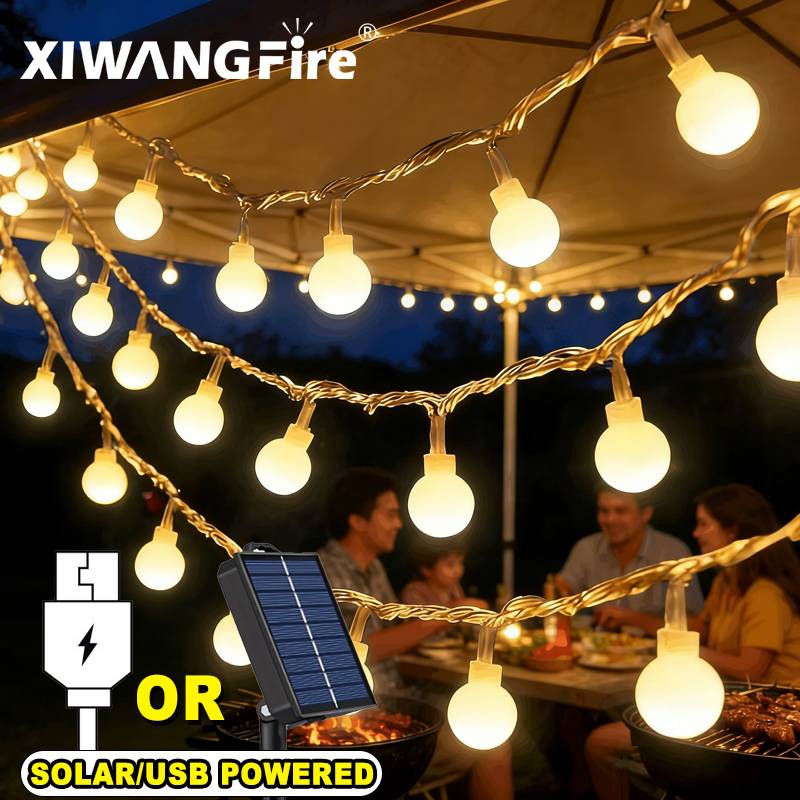 Outdoor Lighting Effects - 3-10M Solar/USB/Battery String Lights, Fairy Globe