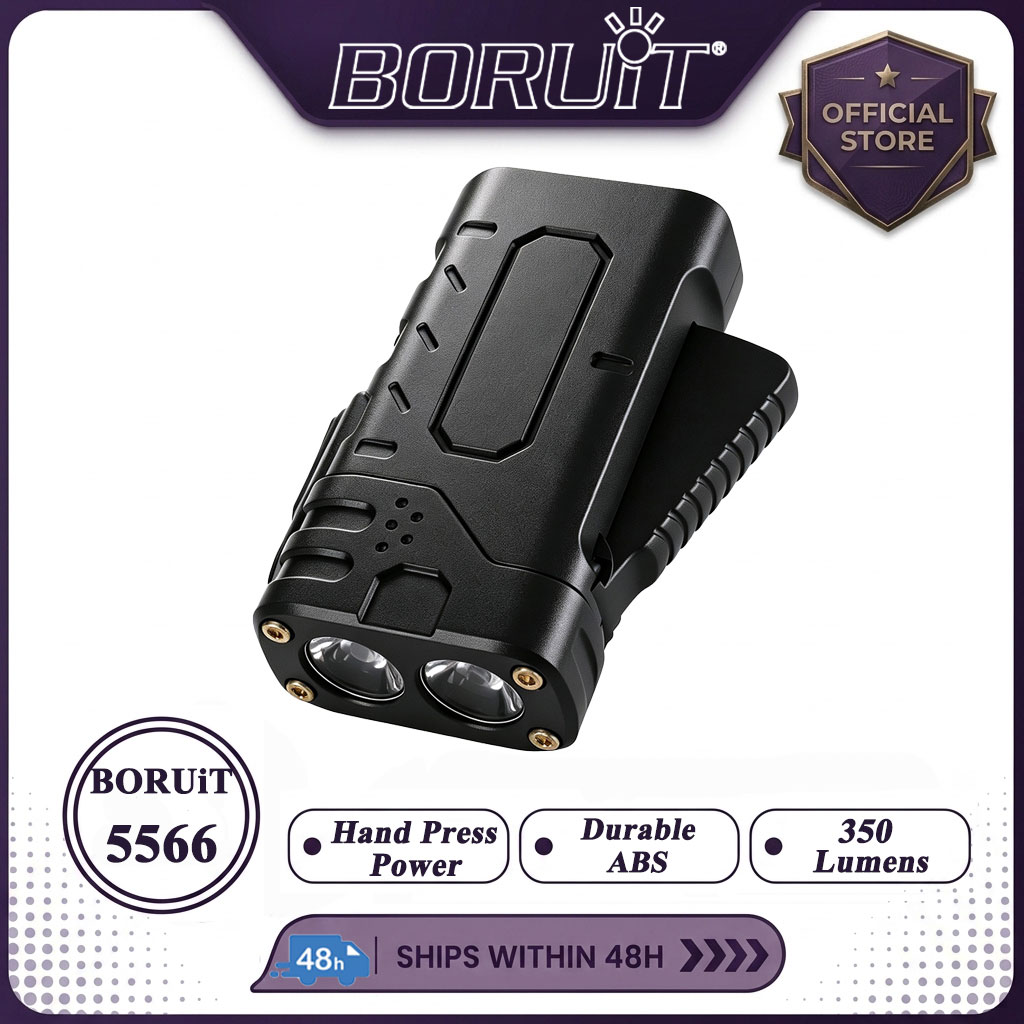 Outdoor Lighting Black - BORUIiT Hand Crank EDC LED Flashlight