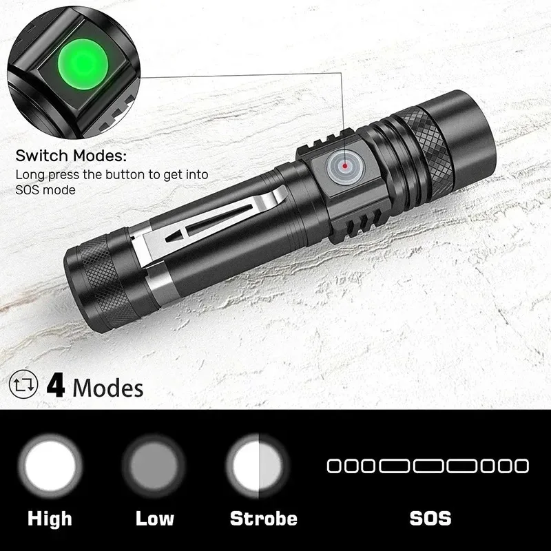 T6 LED Rechargeable Flashlight - огляд і ціна Outdoor Lighting Black