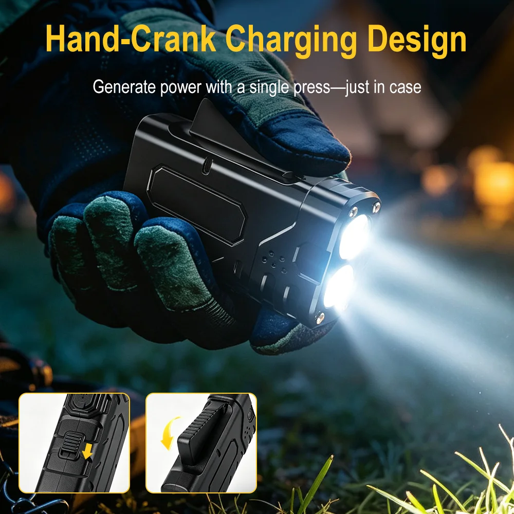 BORUIiT Hand Crank EDC LED Fla - огляд і ціна Outdoor Lighting Black
