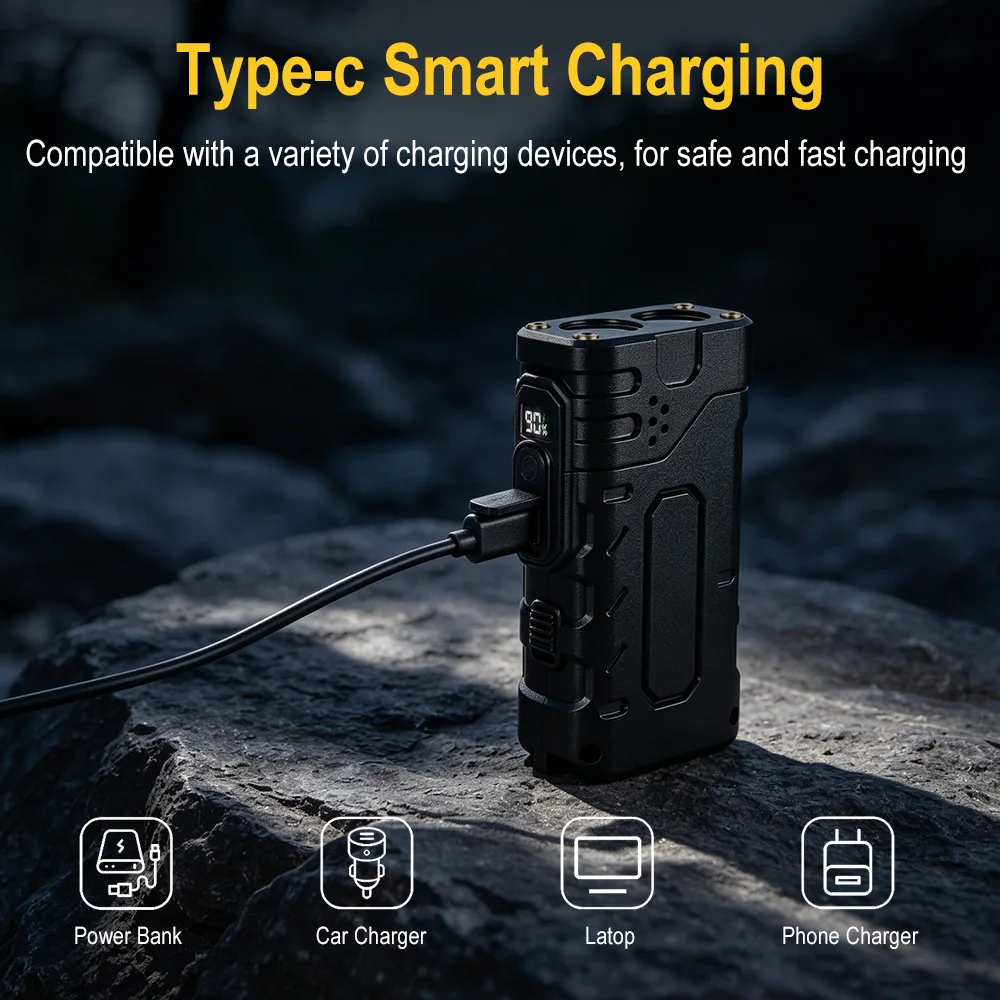 BORUIiT Hand Crank EDC LED Fla - огляд і ціна Outdoor Lighting Black