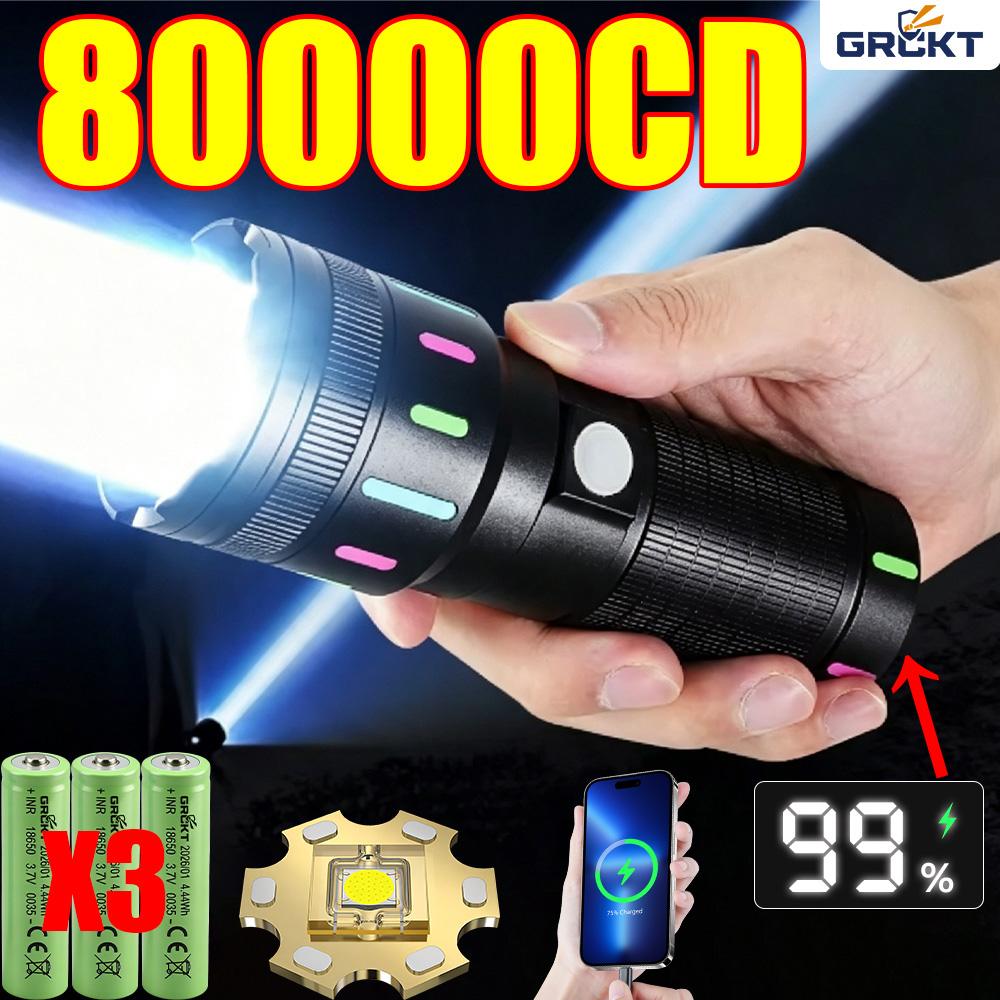 80000CD Most Powerful LED Flas - огляд і ціна Outdoor Lighting Black