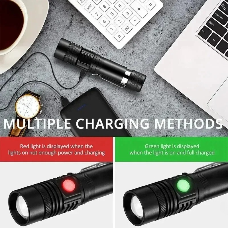 T6 LED Rechargeable Flashlight - огляд і ціна Outdoor Lighting Black